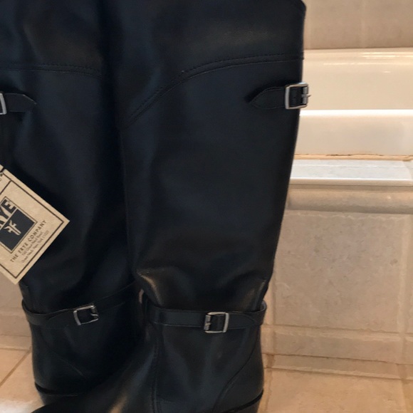 Frye Dorados Riding Boots NWT all Black Leather - Picture 4 of 7